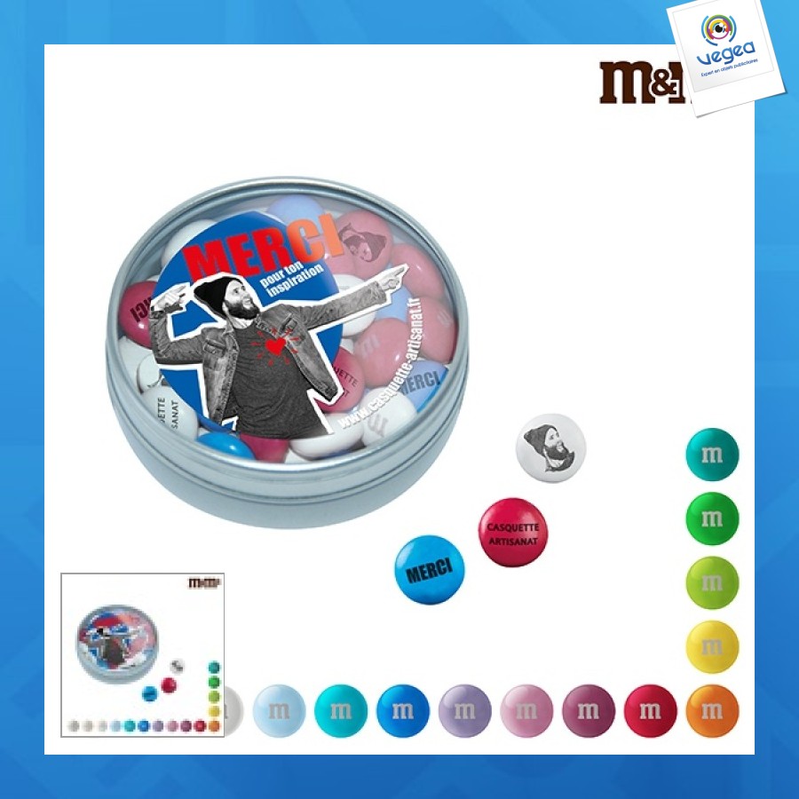 M&m's® personnalisés 90g en boîte transparente