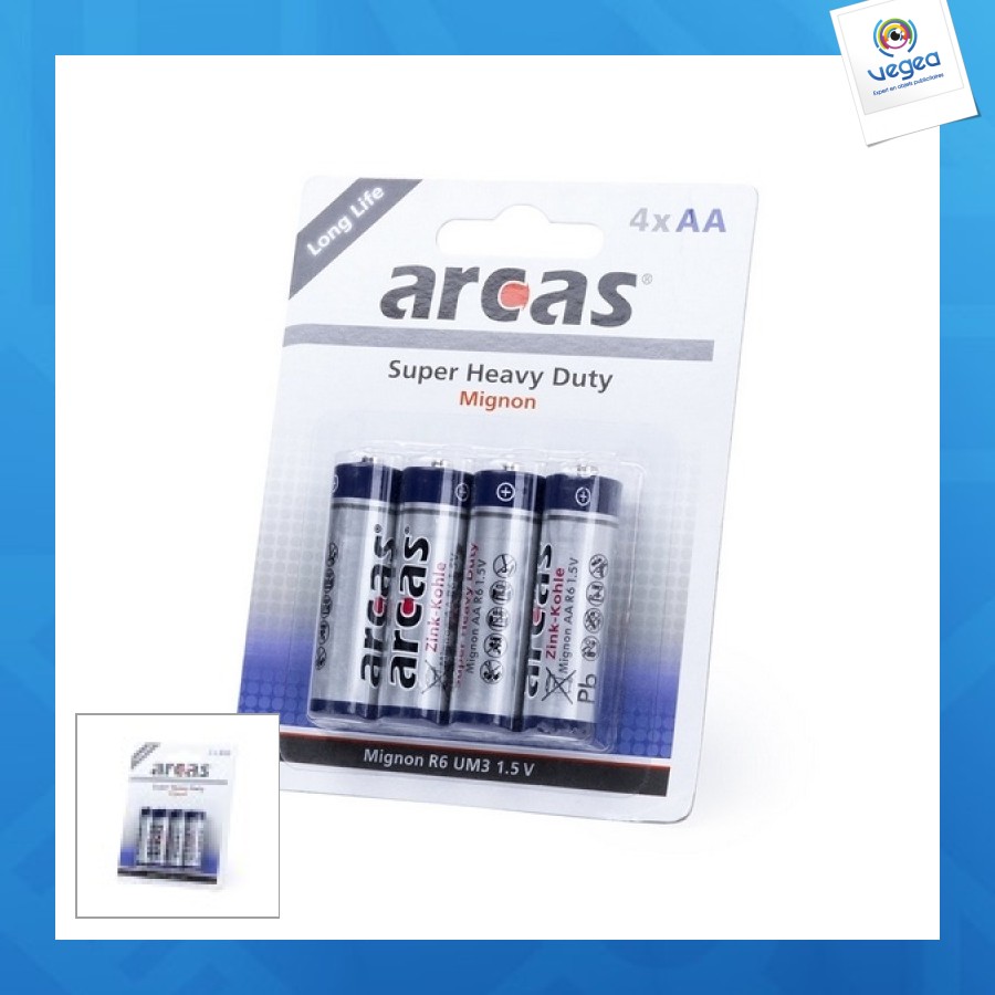 Blister 4 piles publicitaires 1,5v aa/ r6