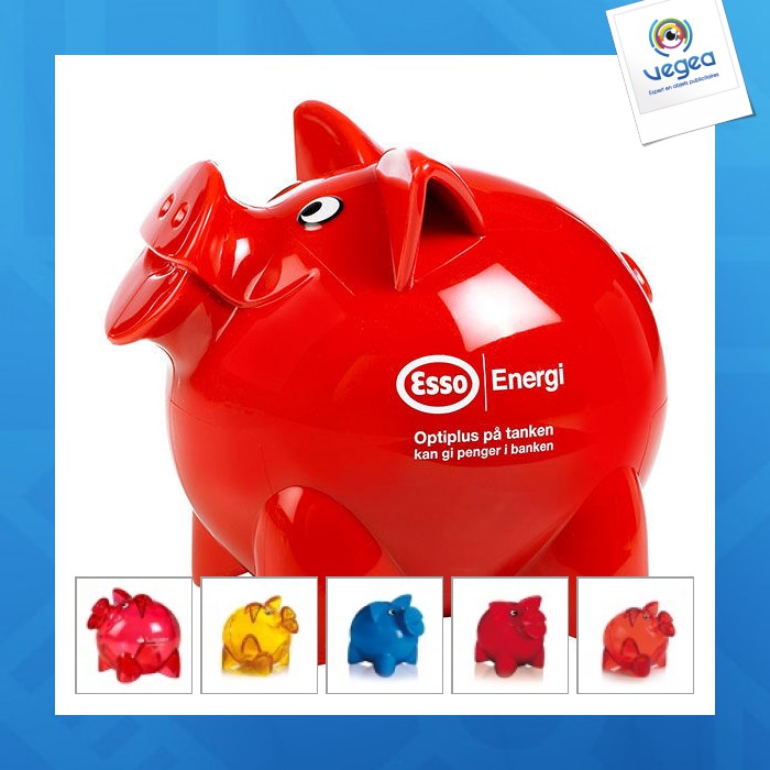 Tirelire cochon publicitaire happy