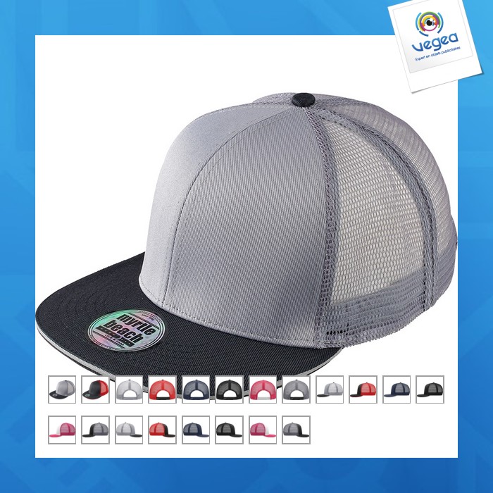 Casquette publicitaire filet / visière plate - myrtle beach