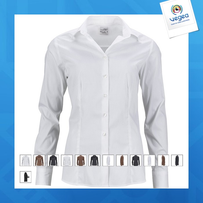 Chemise femme personnalisable manches longues - james nicholson