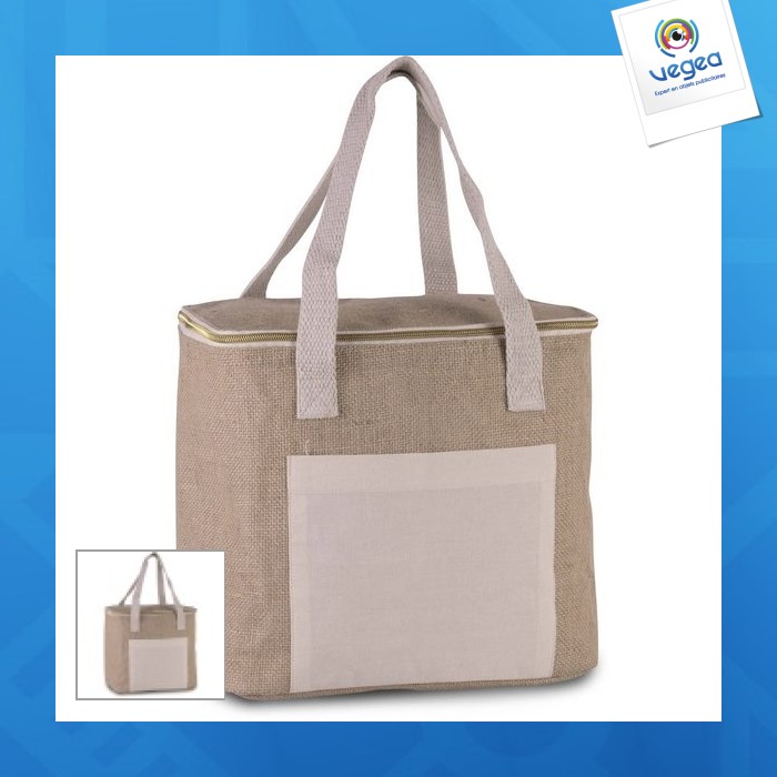 Sac isotherme avec logo en jute - modèle moyen