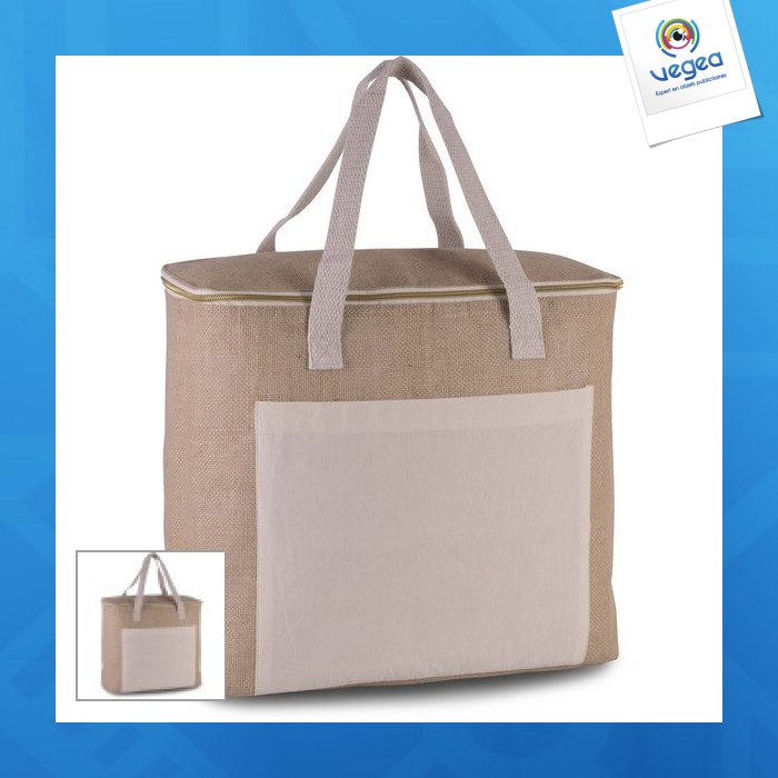 Sac isotherme publicitaire en jute - grand modèle 20l