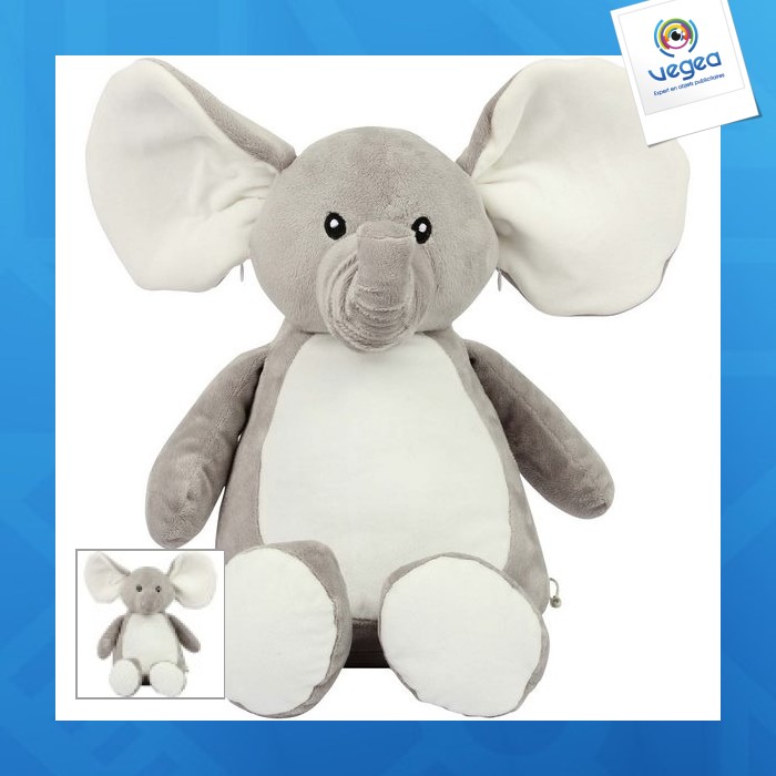 Peluche personnalisable zippée éléphant - mumbles
