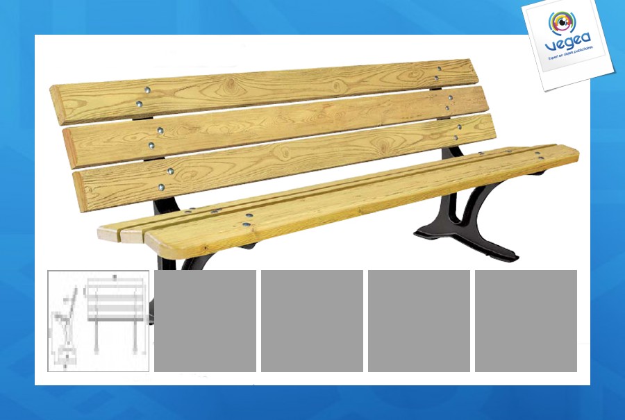 Banc de jardin publicitaire 6 lames bois