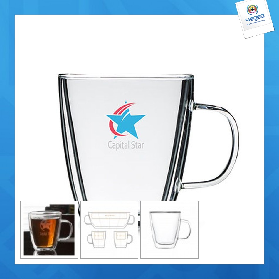 Tasse personnalisable 25cl en verre double paroi