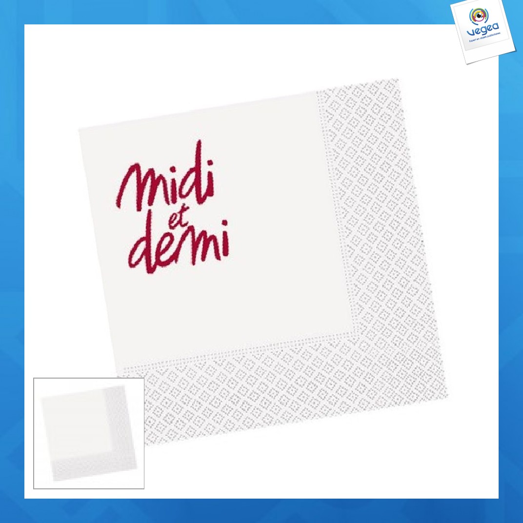 Serviette papier personnalisée standard 30x30cm (le mille)