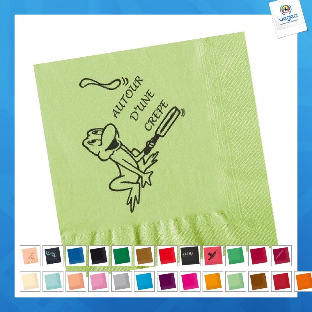Serviette papier publicitaire couleur 39x39cm (le mille)