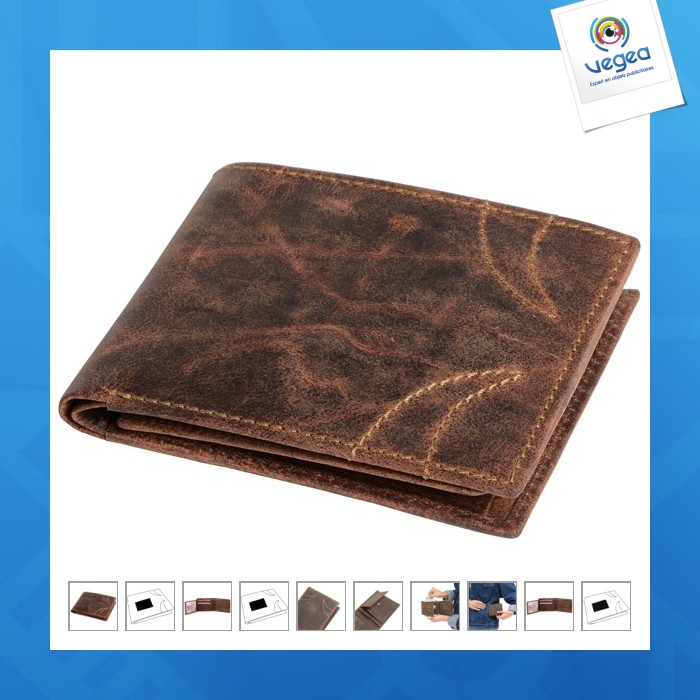 Portefeuille personnalisable en cuir véritable wilderness