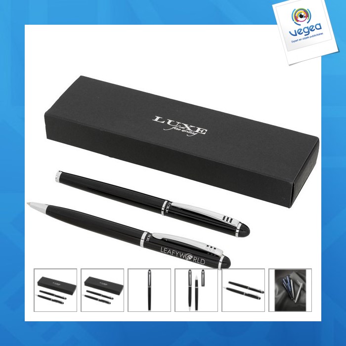 Parure stylo bille personnalisable et roller andante