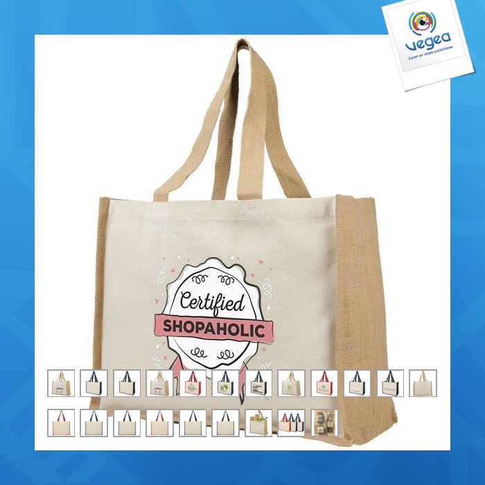 Sac publicitaire varai 320g/m² en toile et jute 23l