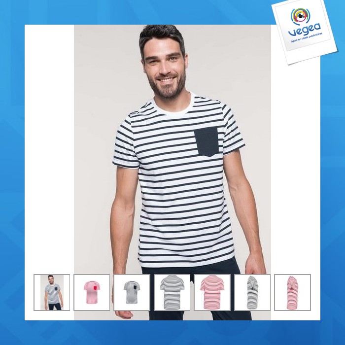 T-shirt personnalisable rayé marin avec poche