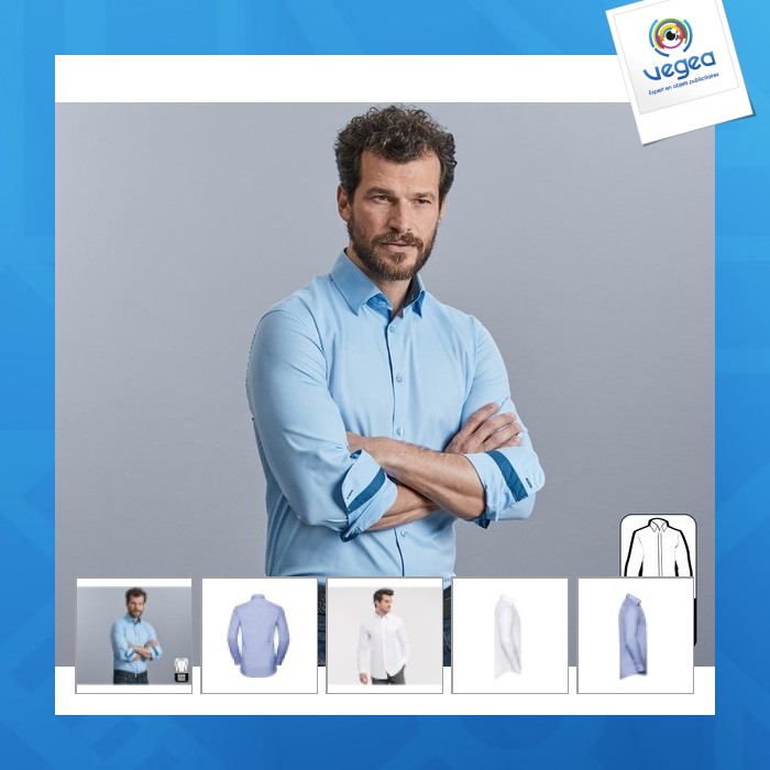 Coupe cintrée. contrastes de couleurs au niveau des poignets et de l'encolure. dessous de col boutonné.