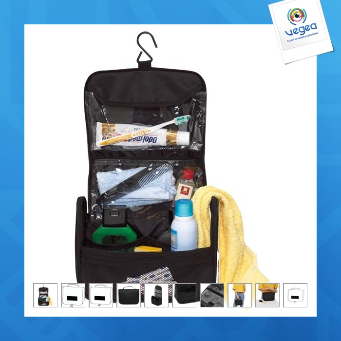 Trousse de toilette personnalisable pliable 3 compartiments à suspendre