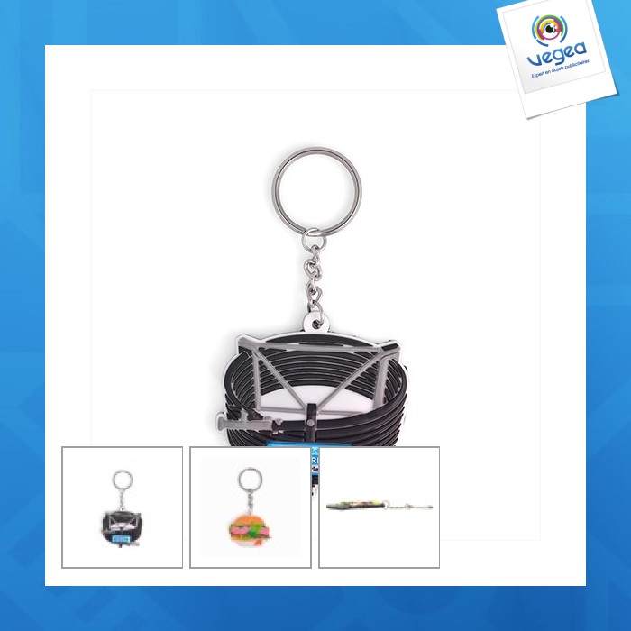Porte-clés pvc promotionnel souple 3d fond plat