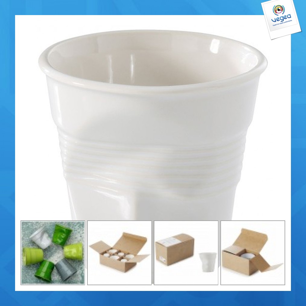 Gobelet froissé personnalisable espresso blanc