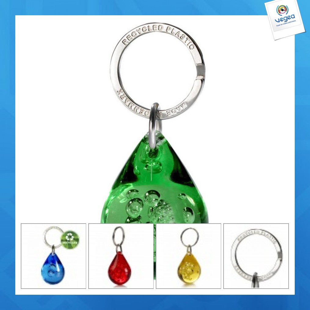 Porte-clés personnalisable goutte reyclé
