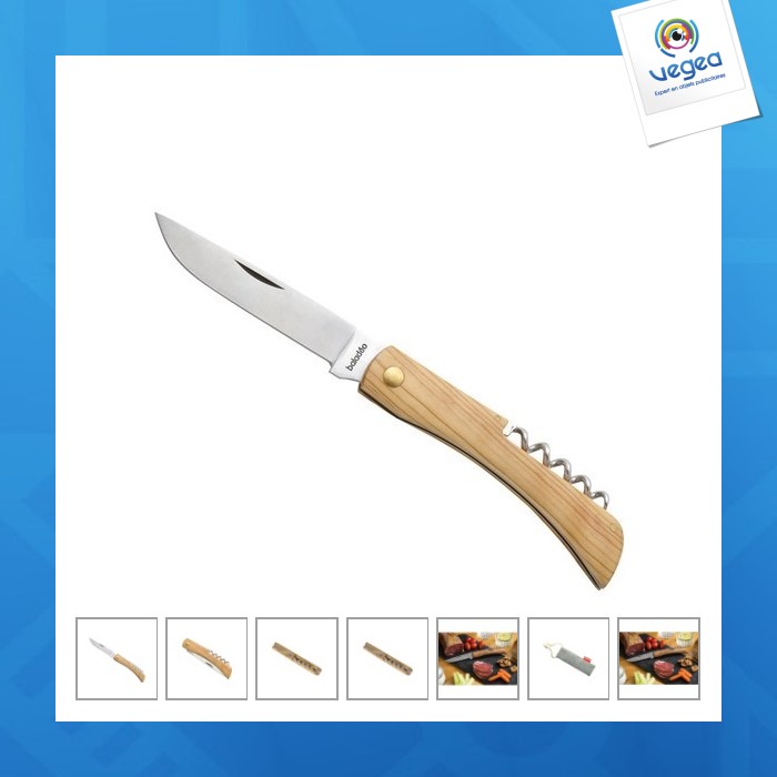 Couteau de pays 'terroir', tire bouchon, olivier