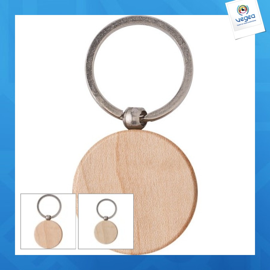 Porte-clés personnalisé rond en bois
