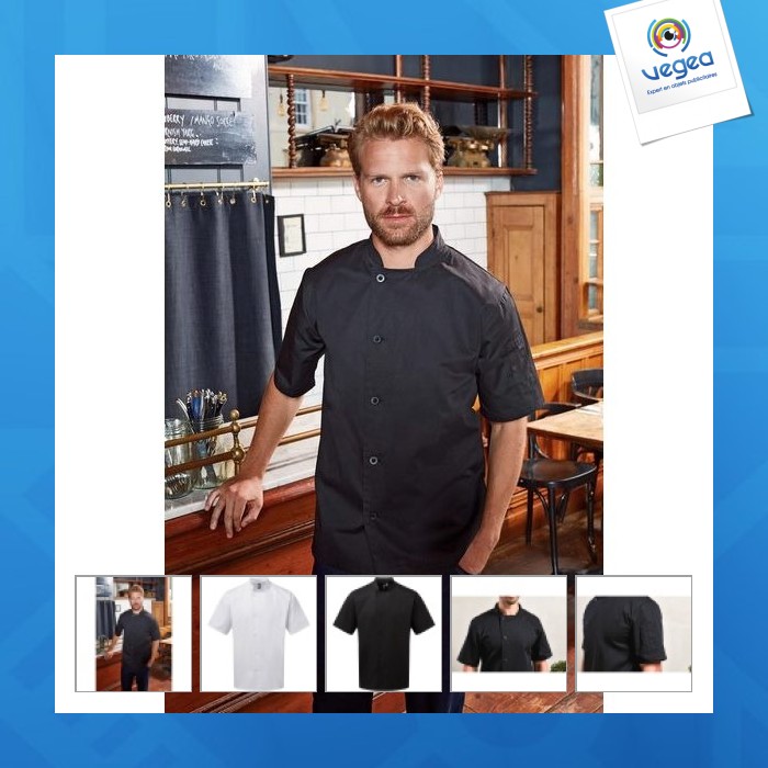 Veste chef cuisinier publicitaire manches courtes "essential" - premier