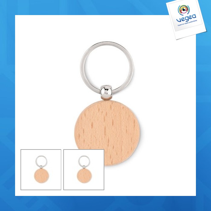 Porte-clés personnalisable rond en bois