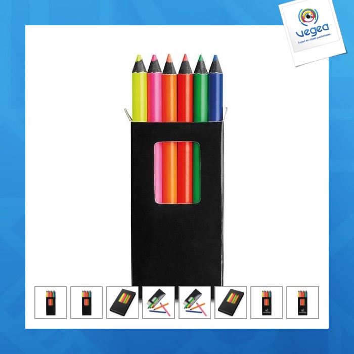 Memling. boîte avec 6 crayons de couleur publicitaires
