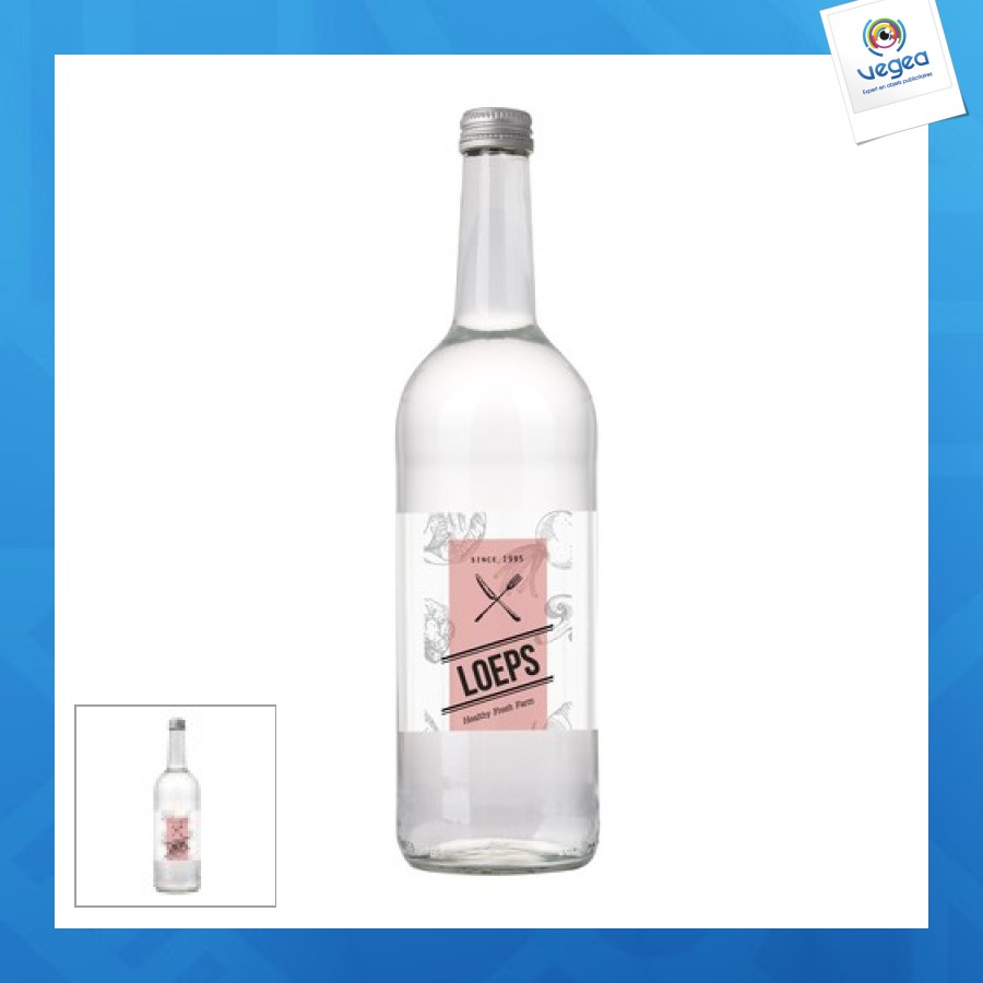 Bouteille d'eau en verre personnalisée - 75cl
