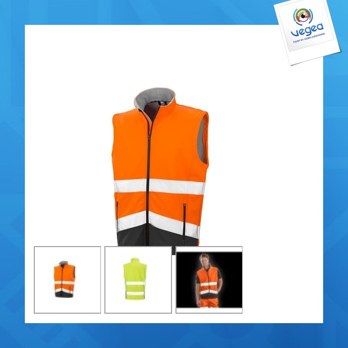 Bodywarmer softshell de travail haute visibilité