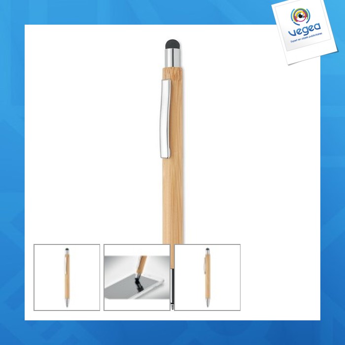Stylo stylet publicitaire bambou