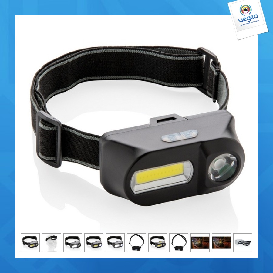Lampe frontale avec logo avec led et cob