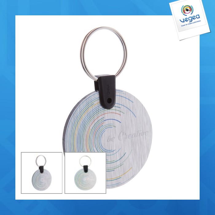 Porte-clés personnalisable simple en aluminium brossé