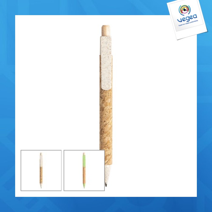 Stylo à bille en paille de blé et liège
