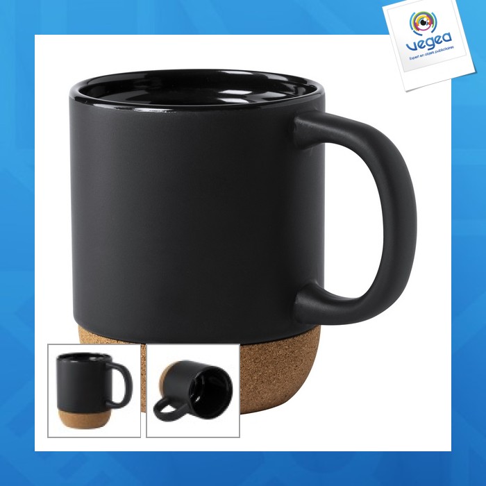 Mug en céramique et liège publicitaire