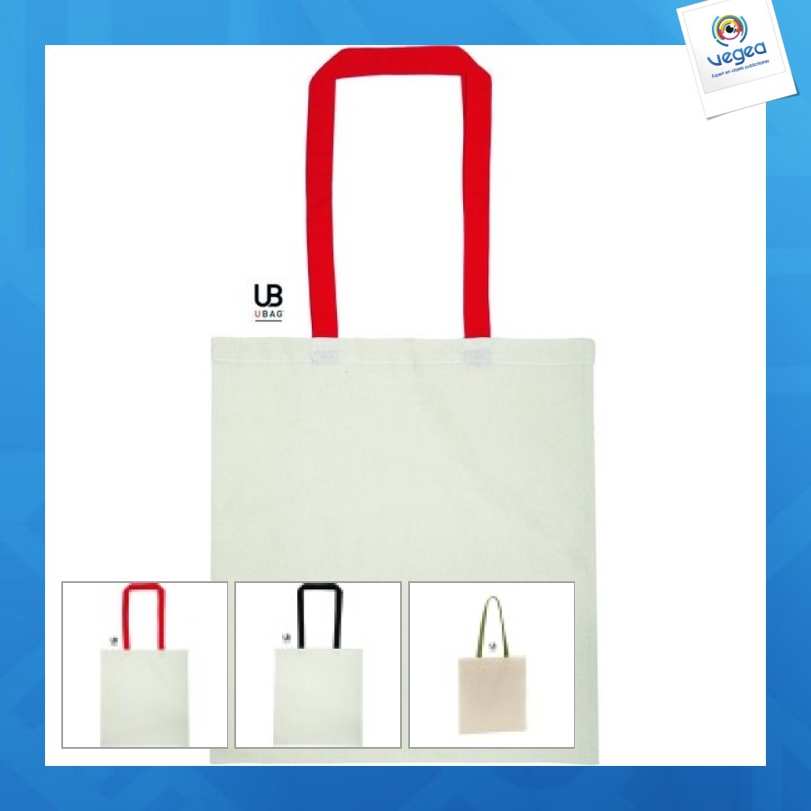 Tote bag publicitaire anses de couleur - 130g/m²