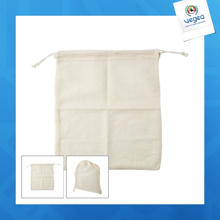 Sac filet avec logo 30x30cm en coton bio