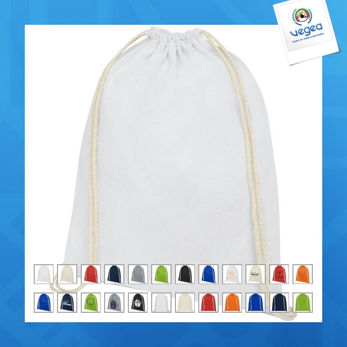 Sac à dos avec logo coton 140g/m² avec cordon de serrage 5l naturel