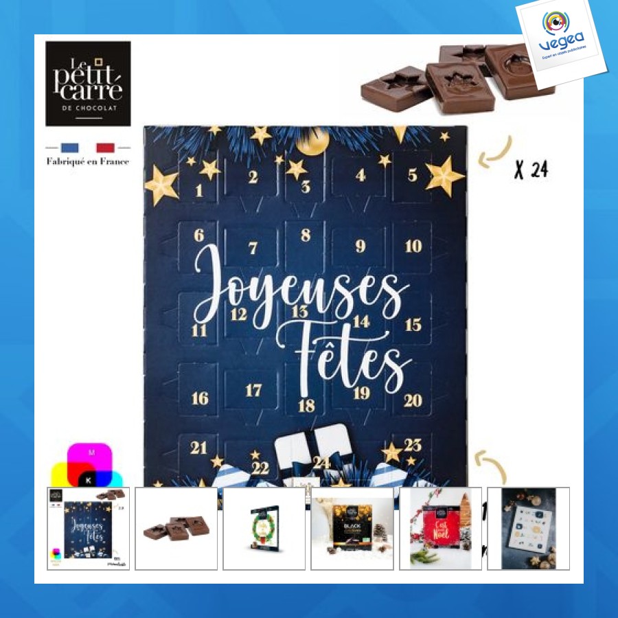 Calendrier de l'avent personnalisé basic 125g gianduja bio