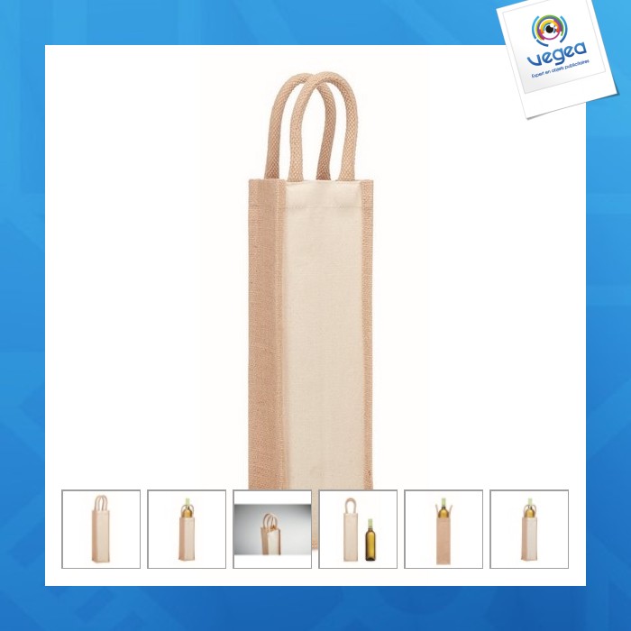 Sac personnalisable en jute pour une bouteille