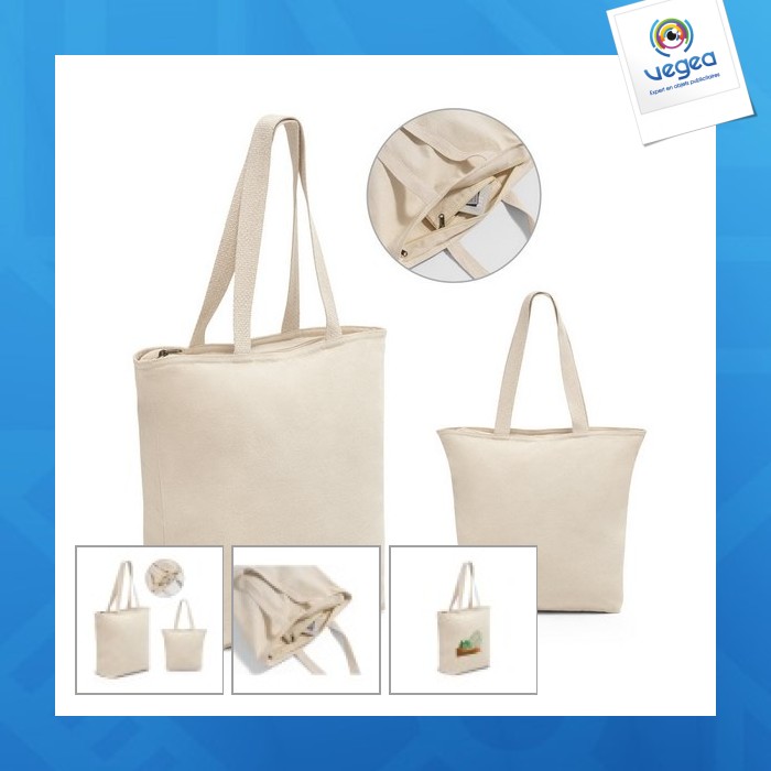 Sac promotionnel 100% coton avec fermeture éclair