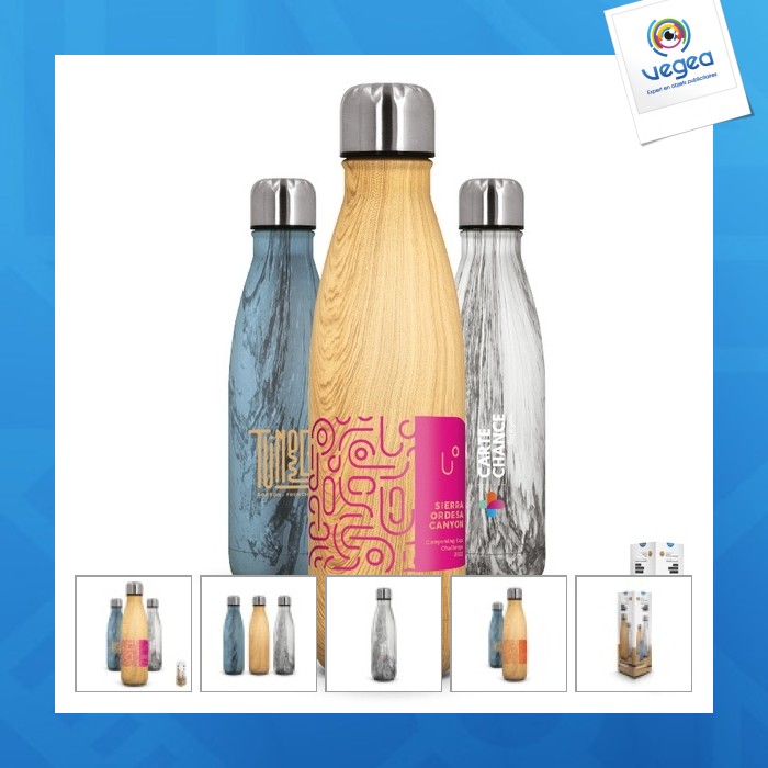 Bouteille gourde isotherme personnalisée double-paroi inox 50 cl