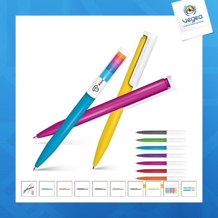 Stylo bille personnalisable ecriture bleue corps antibacterien