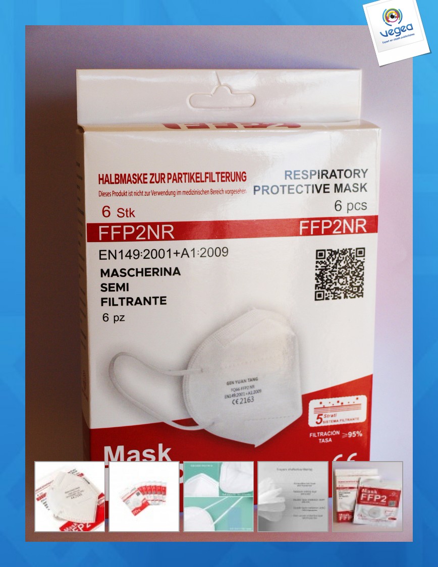 Masque ffp2 (conditionné en sachet individuel et boîte de 6)