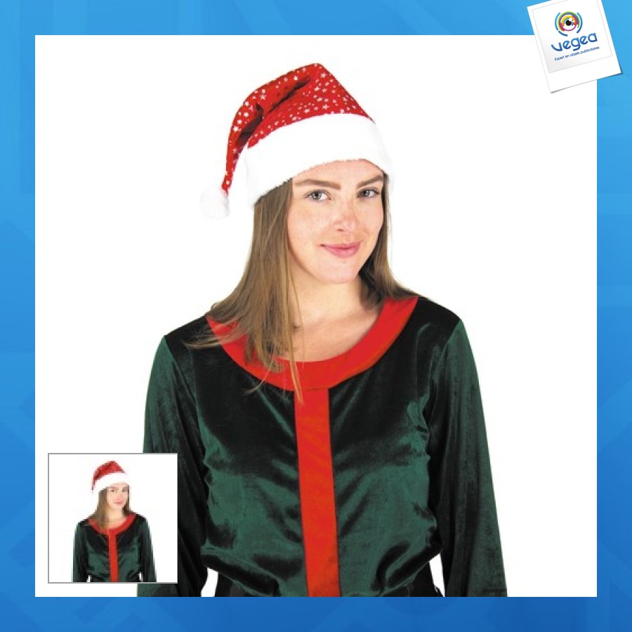 Bonnet personnalisable père noël étoiles scintillantes