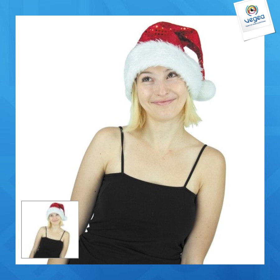 Bonnet de noël promotionnel à sequins luxe