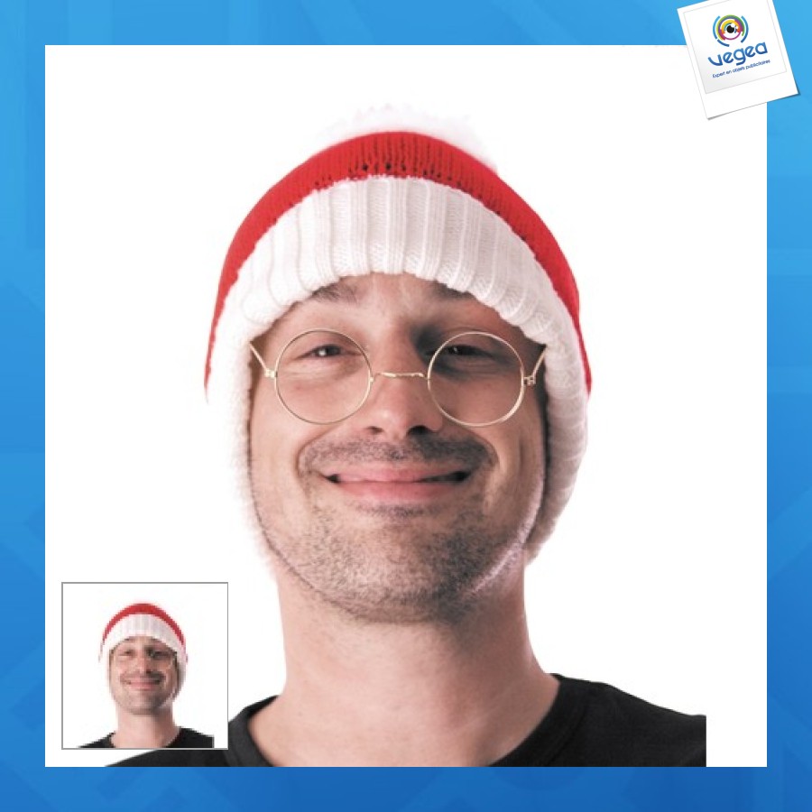 Bonnet promotionnel noël tricot rouge