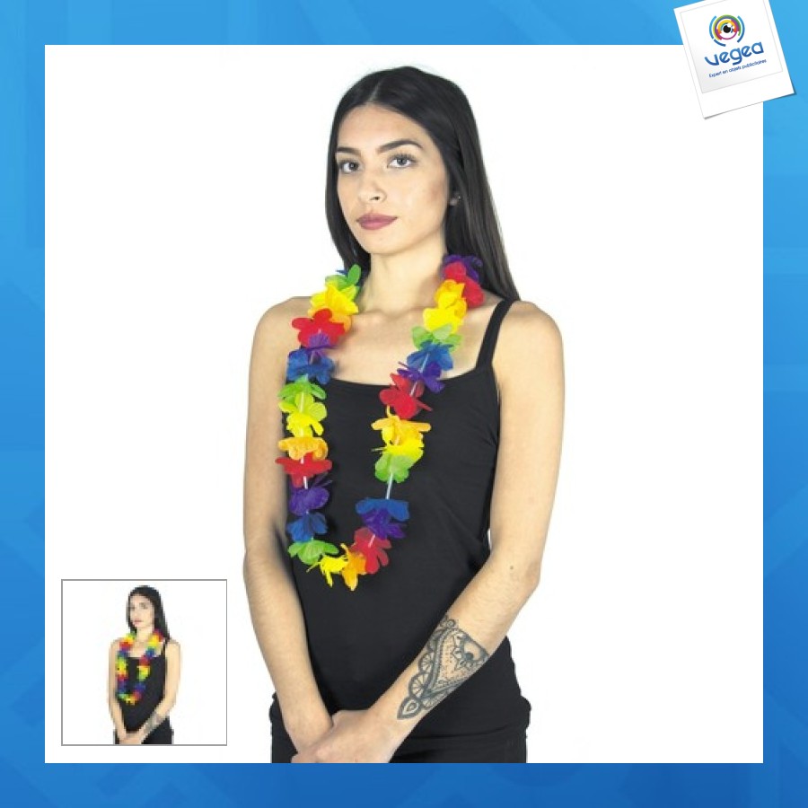 Collier rainbow publicitaire multicolore