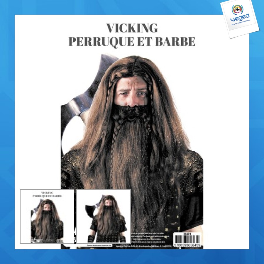 Perruque publicitaire et barbe viking