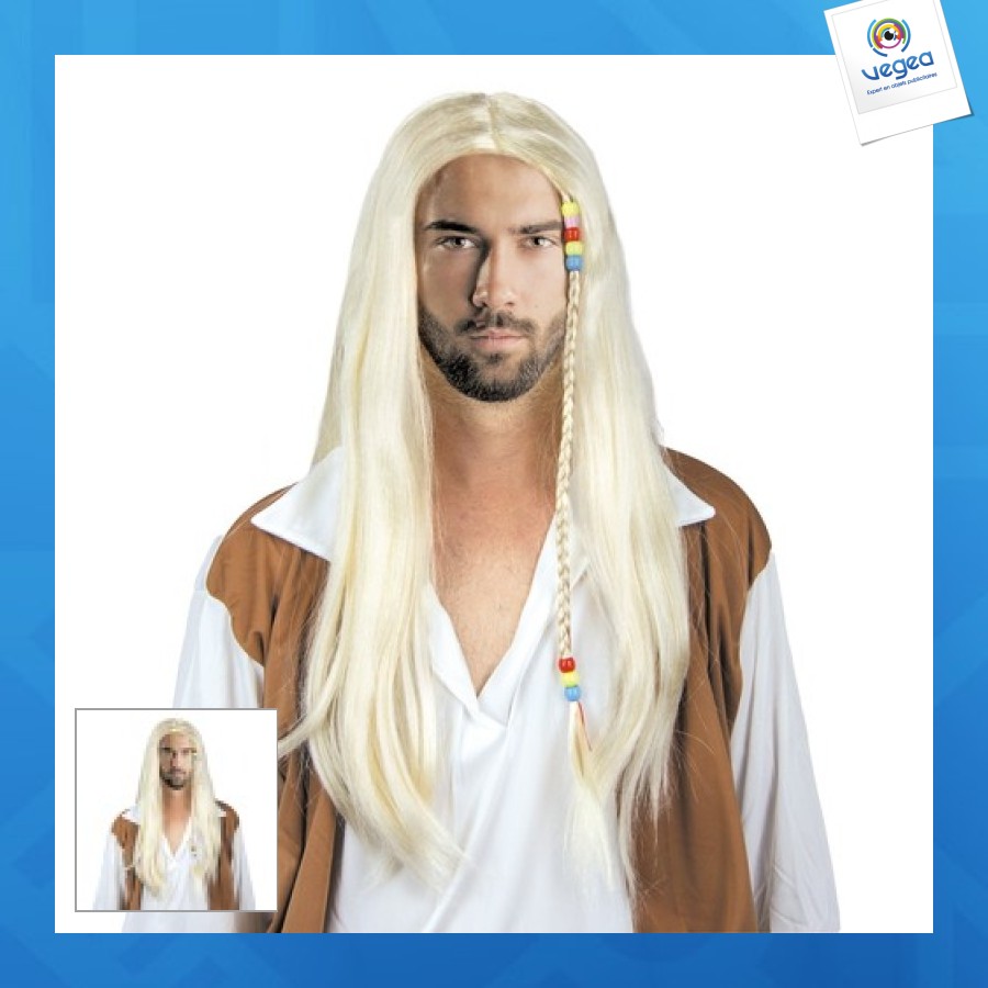 Perruque hippie publicitaire blonde