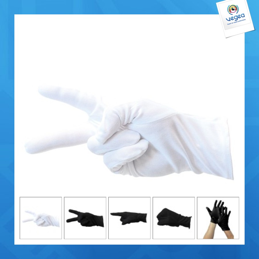 Gants personnalisés blancs adulte