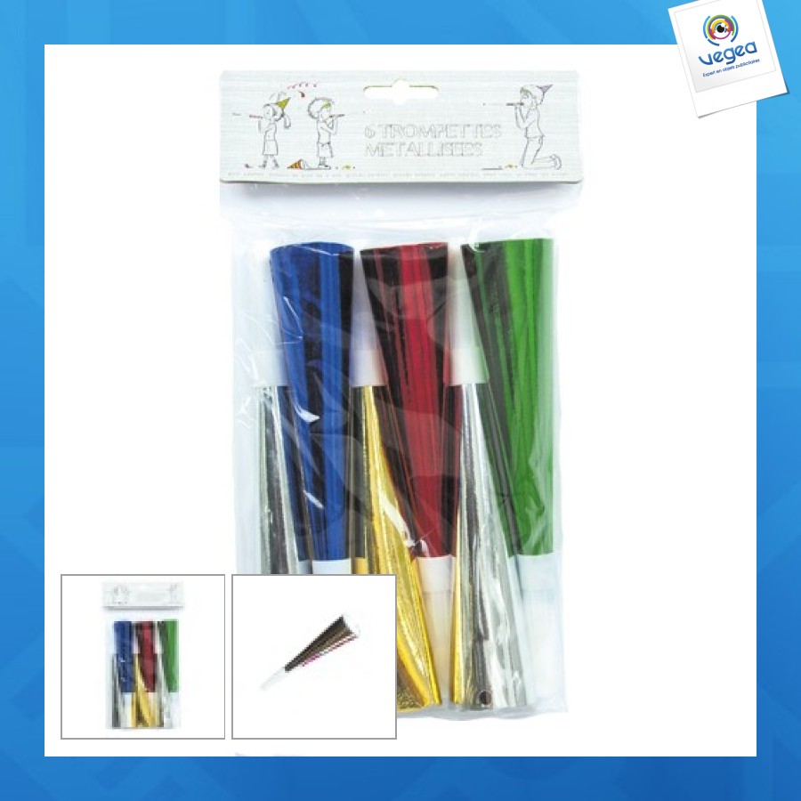 Trompette personnalisable métallisée x6